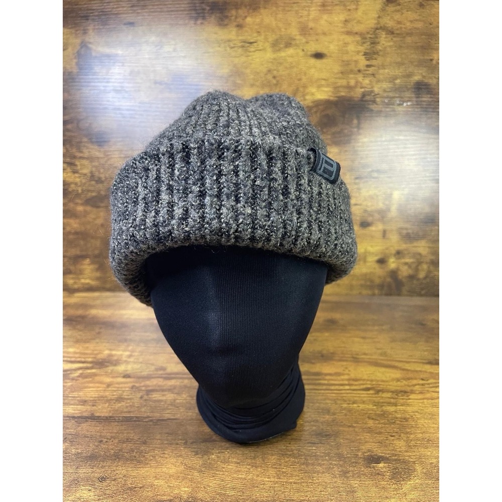 PISTIL GRAY BLACK RIBBED CUFFED KNIT BEANIE HAT WOMEN'S MEN'S ONE‎ SIZE OS